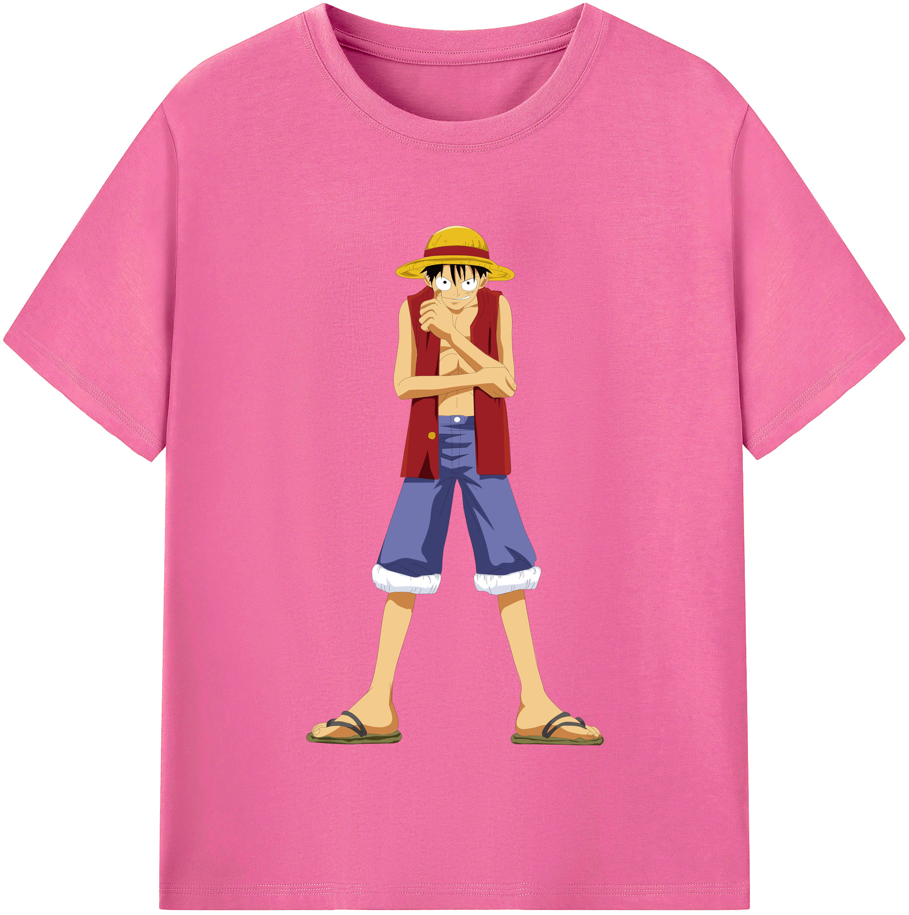 ワンピース モンキー・D・ルフィ ONE PIECE Monkey D. Luffy レディースカジュアルプリントTシャツ（綿100％）